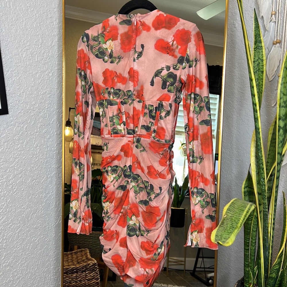 House of CB ‘Adanna’ Rose Print Corset Mini Dress NWOT - Picture 11 of 13